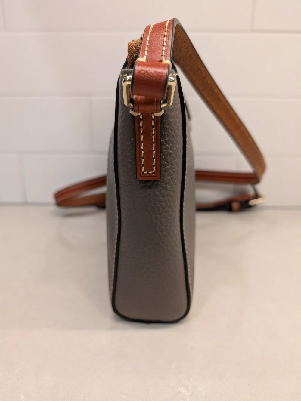 Dooney & Bourke Pebble Grain Leather Lexington In Gray/Brown